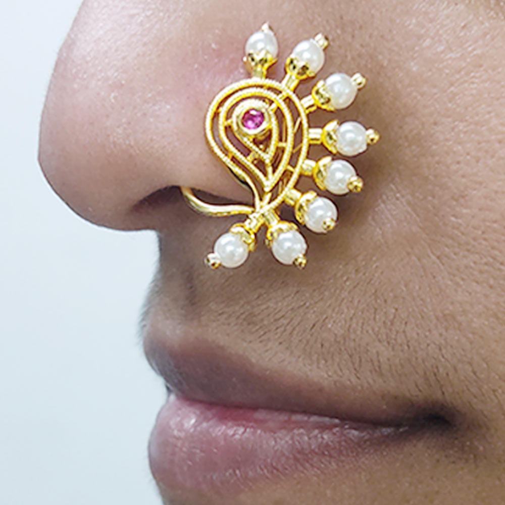 Amazon.com: VAMA Maharashtrian Marathi Traditional Nath Nose Ring Without  Piercing Nose Pin Clip On Nathiya For Women : Clothing, Shoes & Jewelry